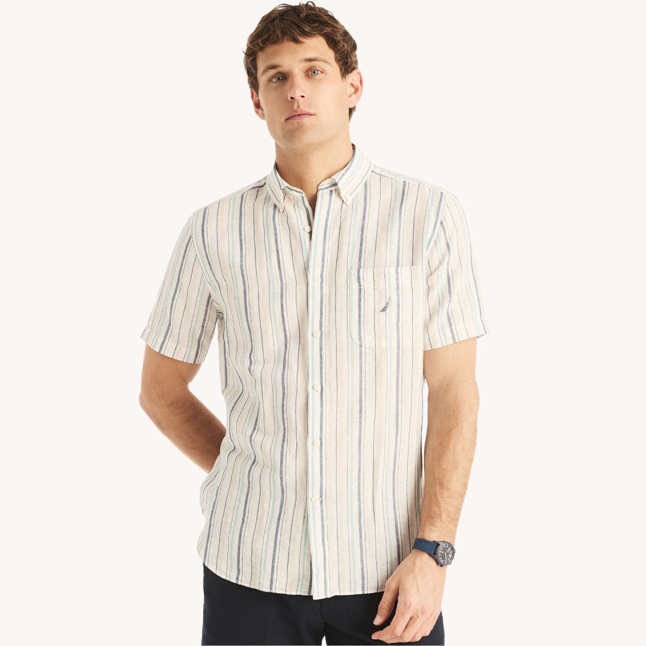 Camisa Nautica de Caballero Manga Corta