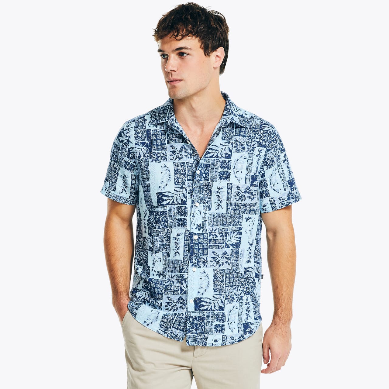 Camisa Nautica de Caballero Manga Corta